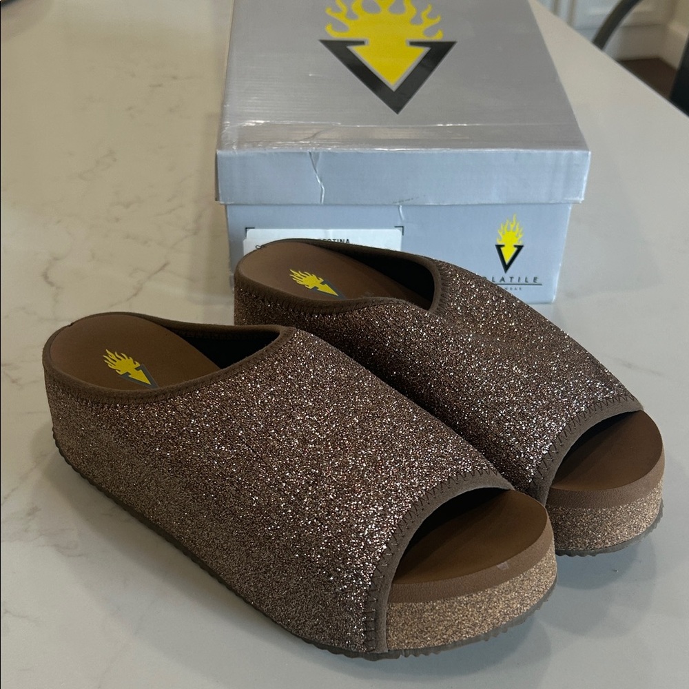 Volatile Women's Sparkling Brown Mules